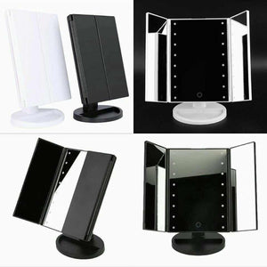 Lighted Vanity Makeup Mirror, Touch Screen LED Foldable 180 Degree