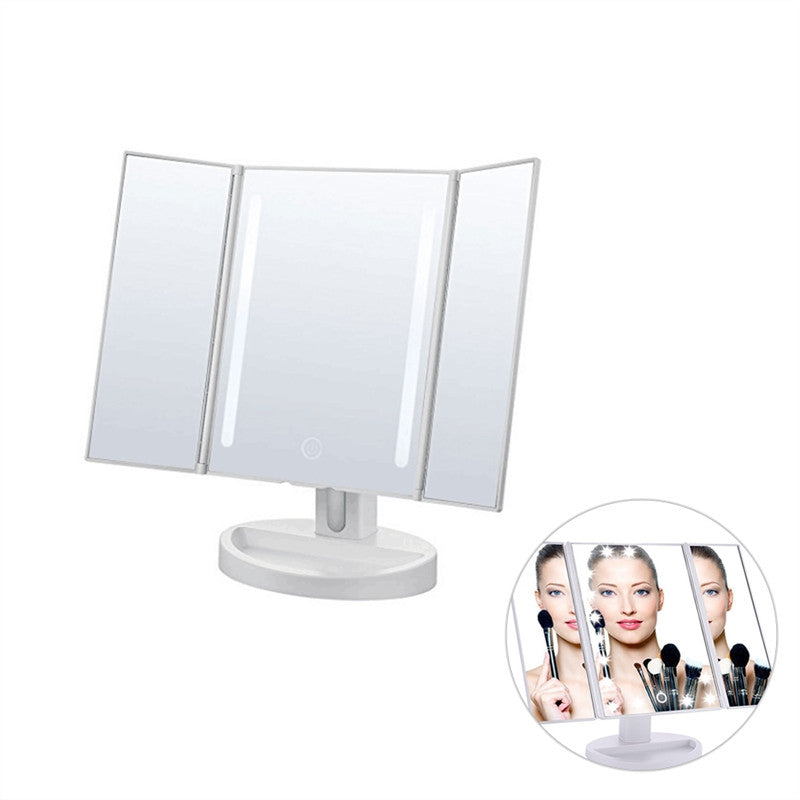 Lighted Vanity Makeup Mirror, Touch Screen LED Foldable 180 Degree