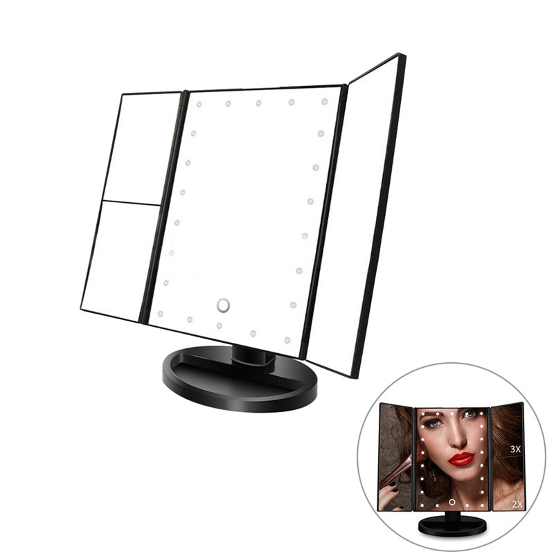 Lighted Vanity Makeup Mirror, Touch Screen LED Foldable 180 Degree